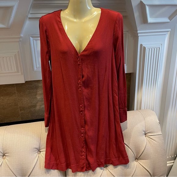 MADEWELL Size S Brick Red Shirt Dress - Picture 1 of 8